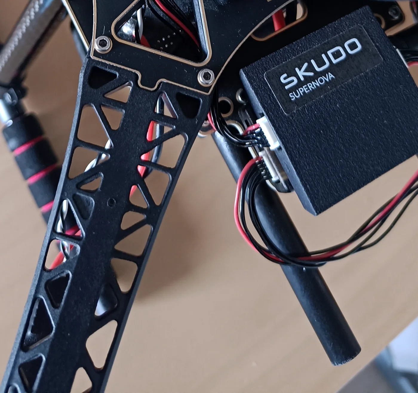 Skudo secure communications hardware integrated on a UAV platform.